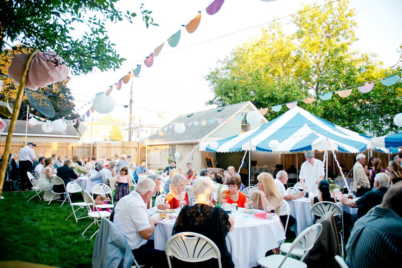 wedding guests enjoy outdoor reception in minneapolis