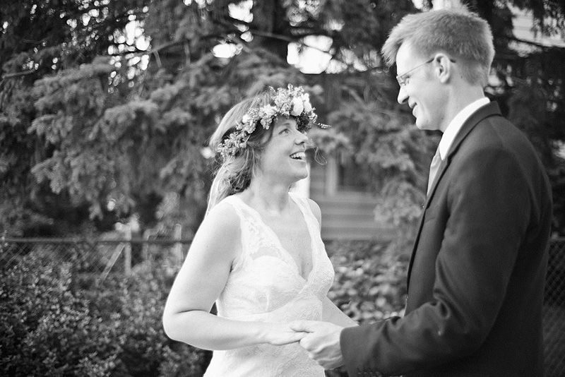 minneapolis bride and groom smile at each other