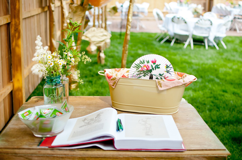 wedding guest book and supplies for outdoor wedding
