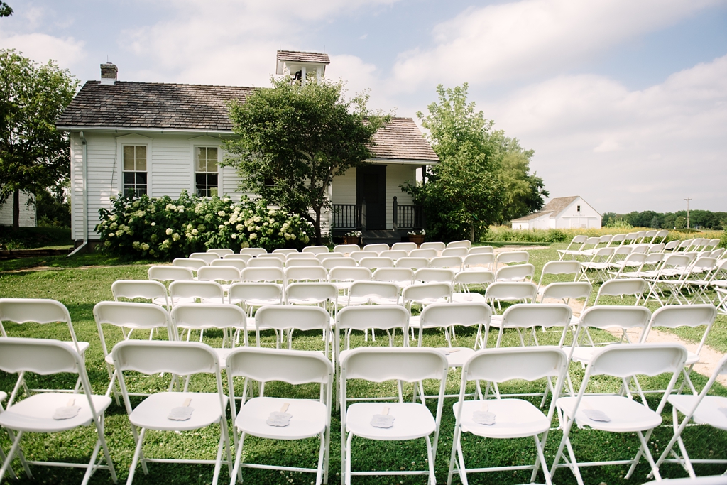 Summer Wedding Ceremony setting in Minnesota Farm 