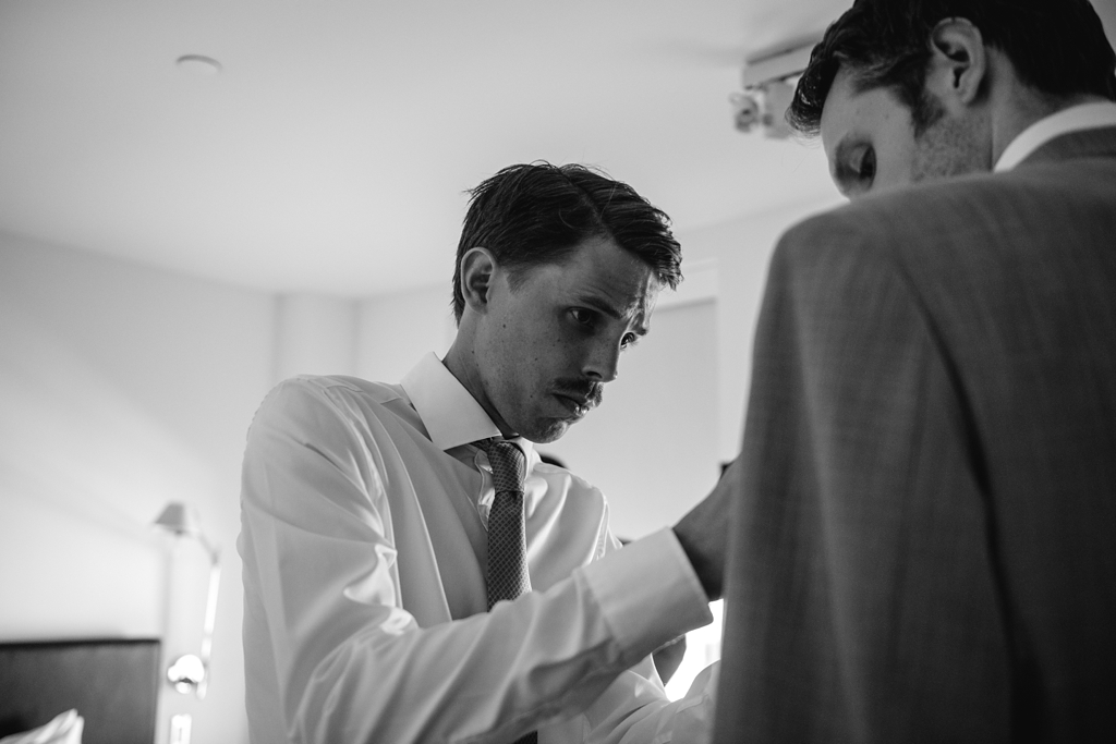 groom getting ready for wedding