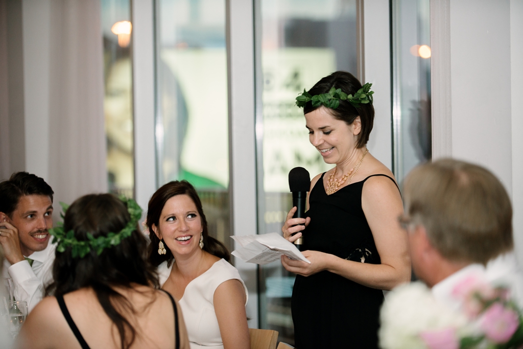 bridesmaid gives wedding reception speech