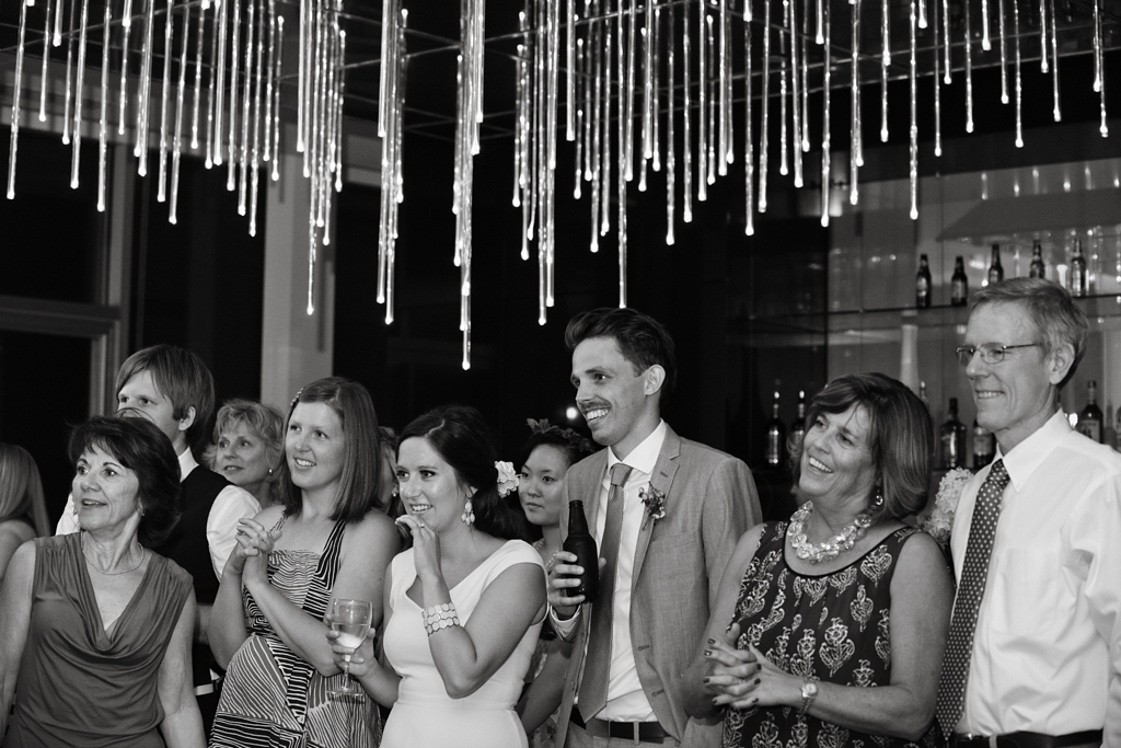 downtown minneapolis wedding reception with dripping lights