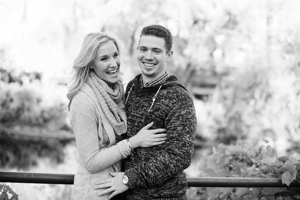 black and white image of engaged couple in minneapolis minnesota
