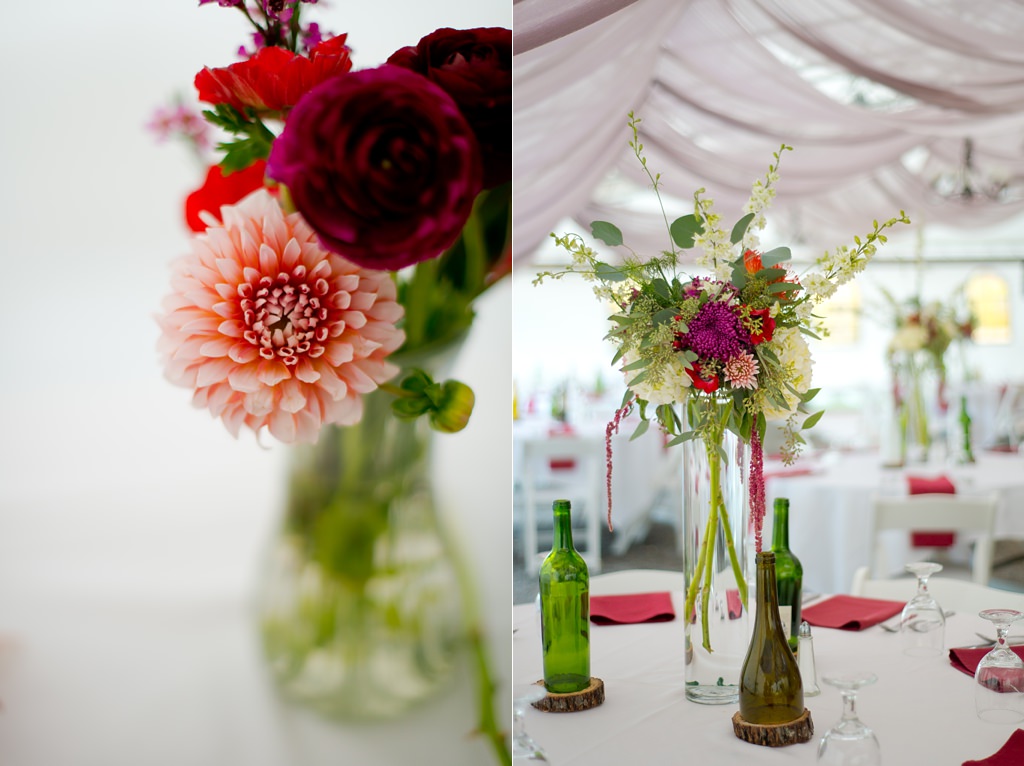 wisconsin wedding reception dahlia flower details