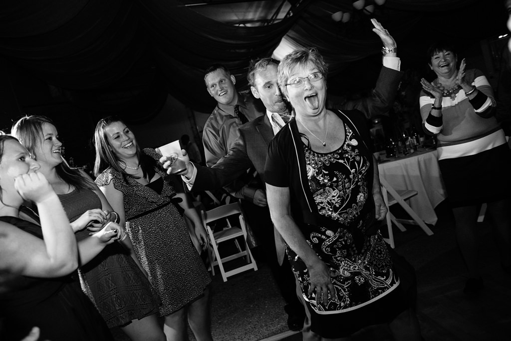 guests dance at winery wedding reception in wisconsin