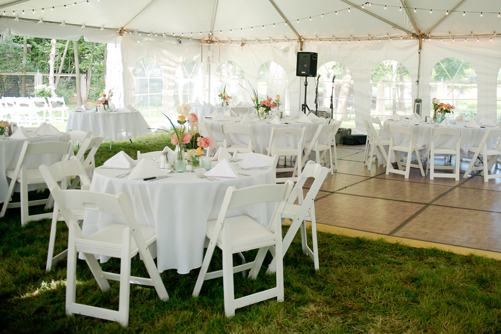 iowa backyard tent for wedding reception with dance floor