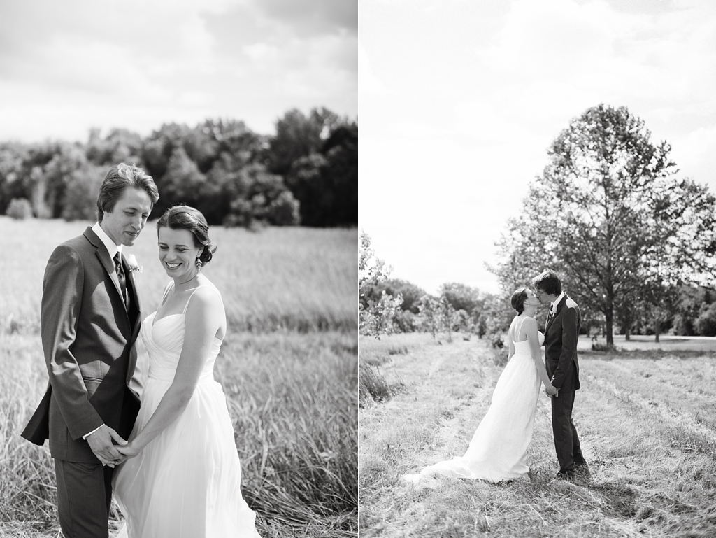 bride and groom portraits in midwest backyard