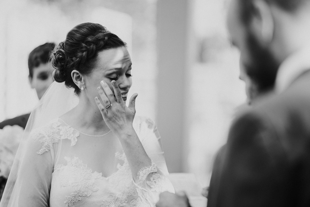 tearful bride during vow reading