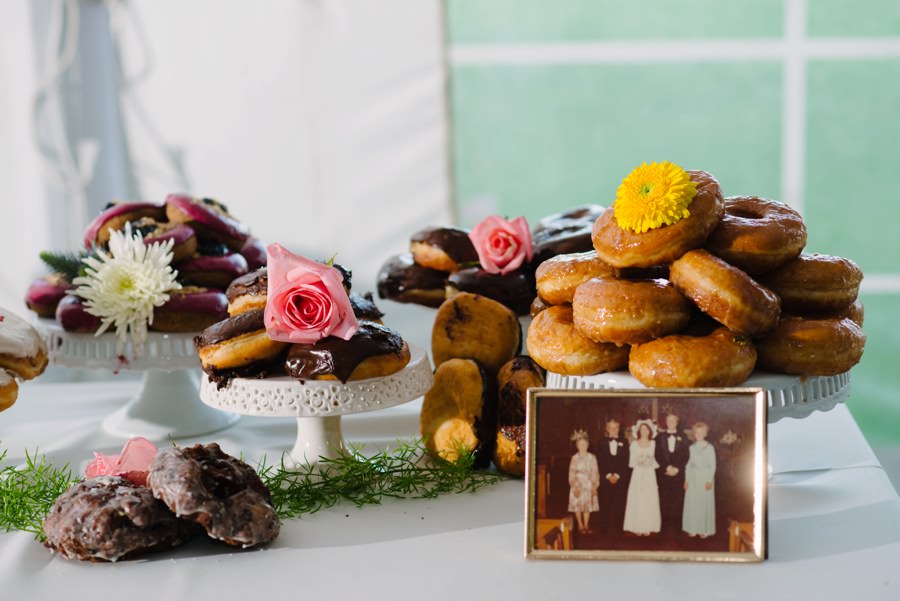 wedding reception desserts table glam doll donuts