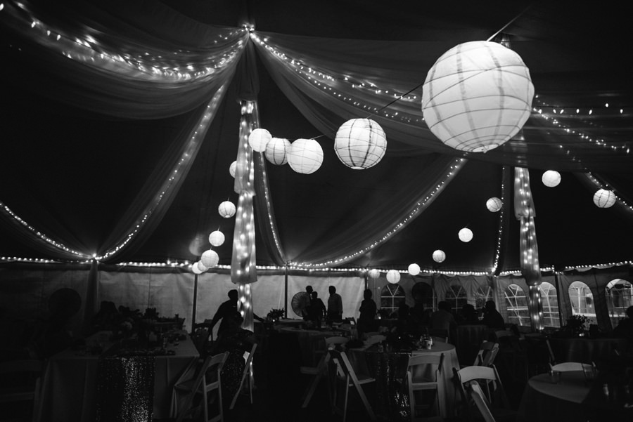 black and white intimate wedding reception