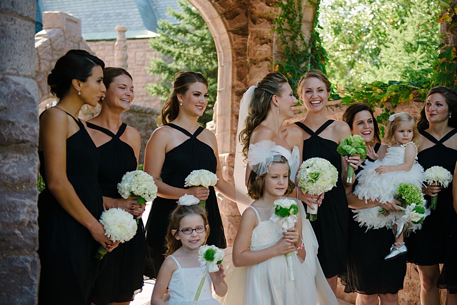Minneapolis Wedding Photographers, Bridal Candid Portrait with Flower Girl