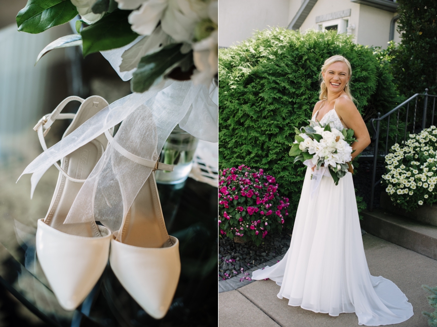 bride portrait and detail of her shoes
