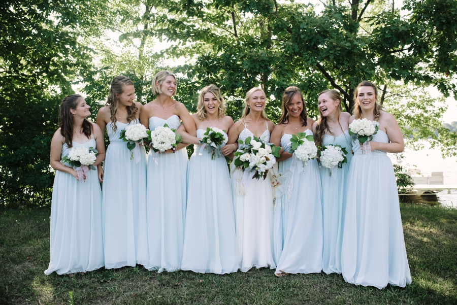 blue and white wedding colors bride and bridesmaids photo