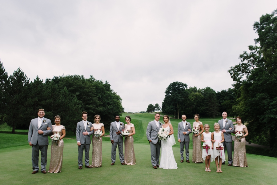 entire wedding party in pairs on saint croix golf course