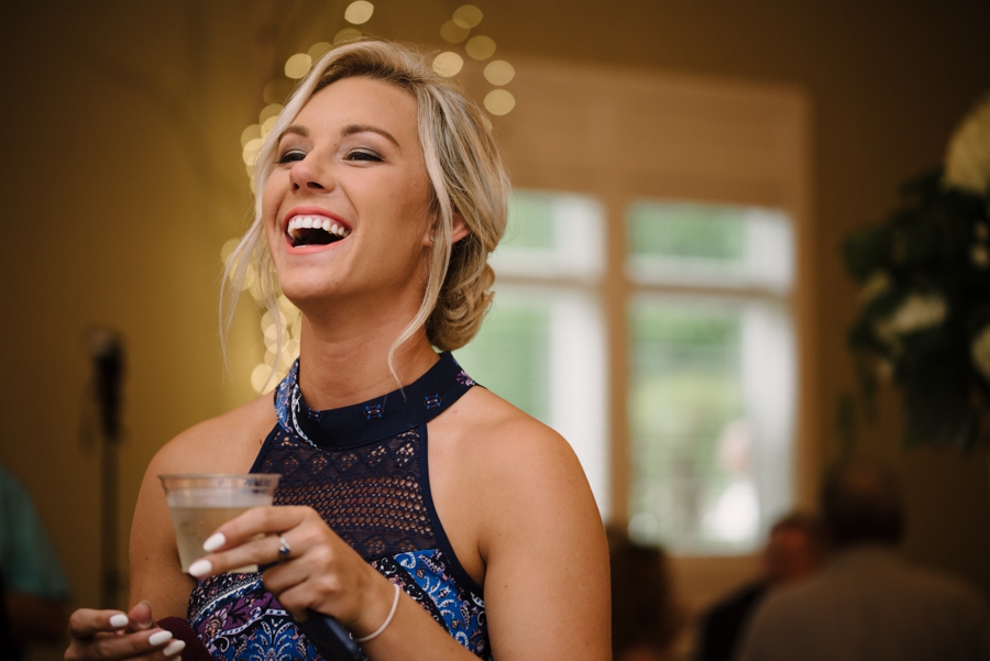 woman laughing during cocktail hour saint croix wedding
