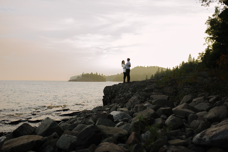 Couple together at their portrait engagement session in the Northshore