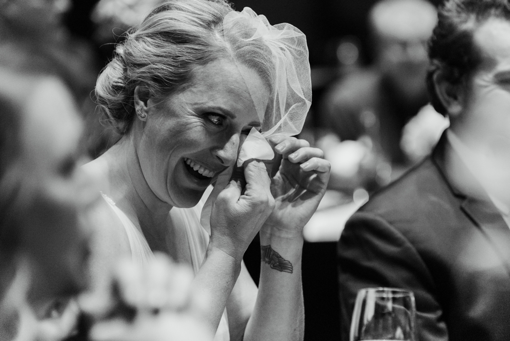 bride crying reactions during Minneapolis wedding reception