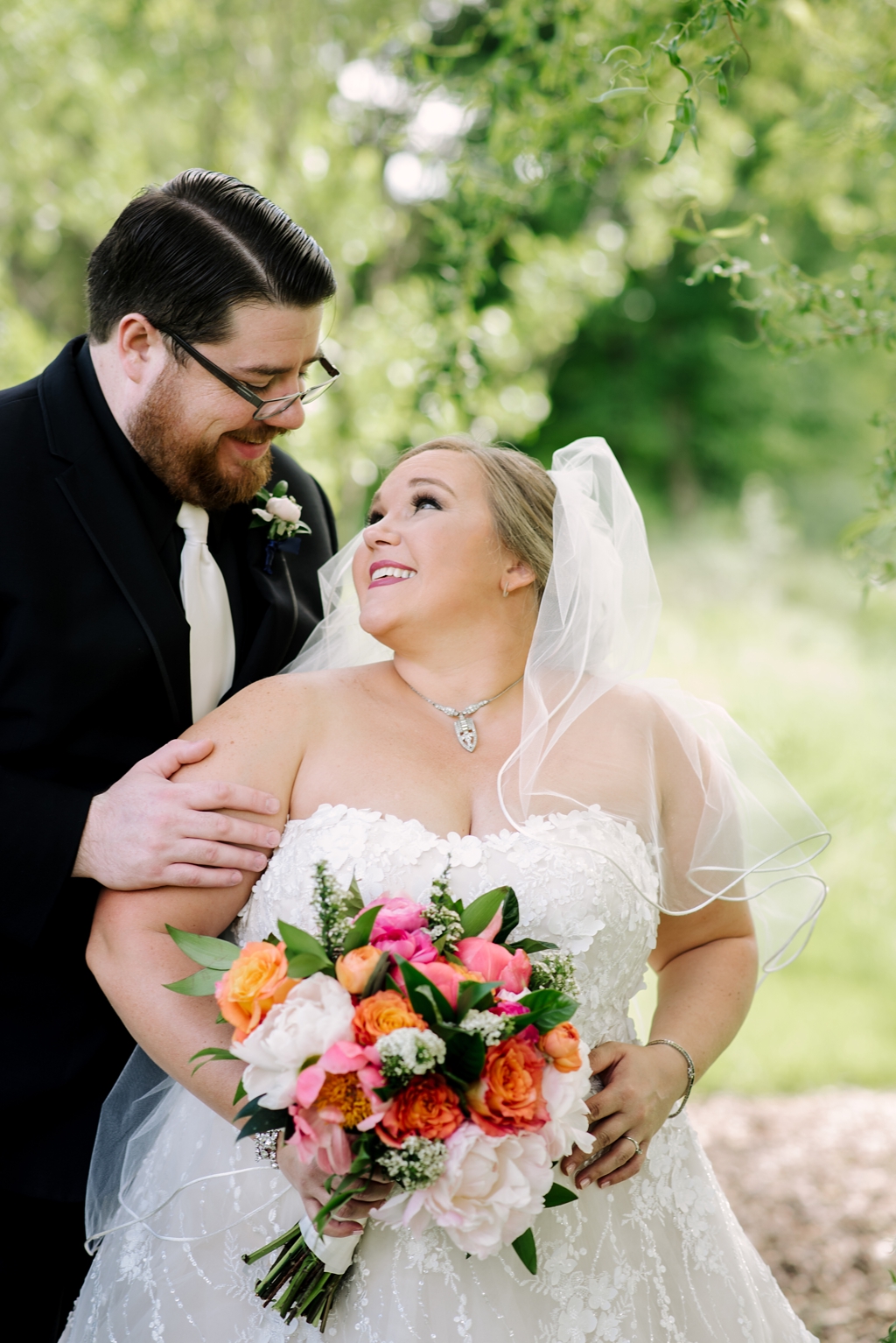 bride and groom portrait summer minnesota wedding