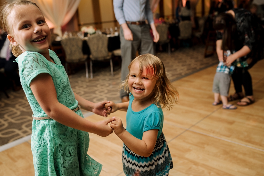 children dancing at wedding reception party