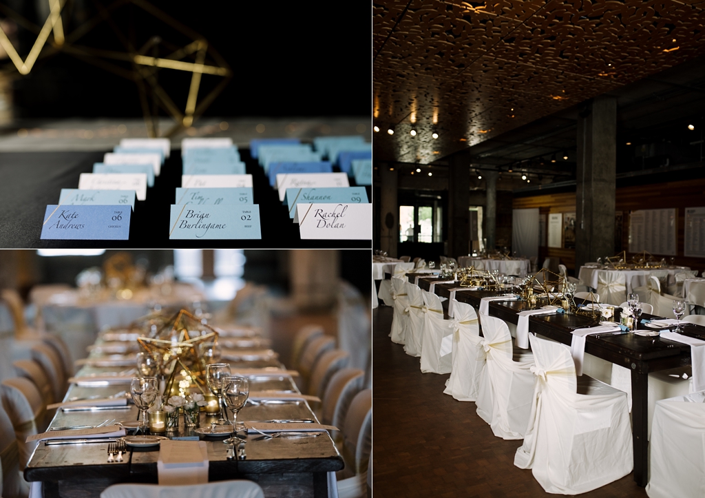 gold themed wedding reception details