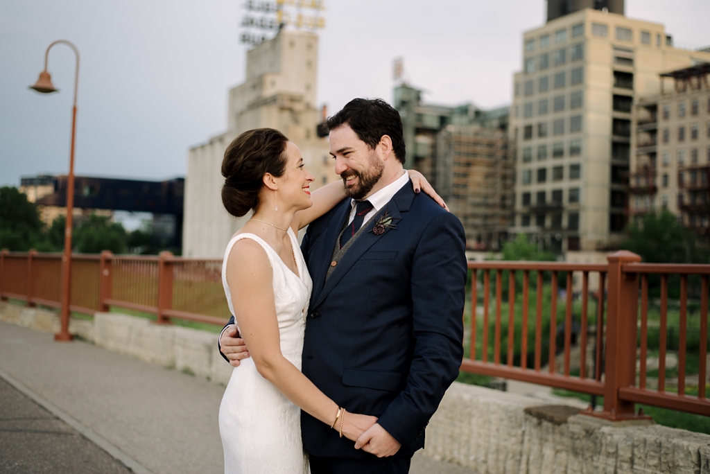 bride and groom portraits in downtown minneapolis