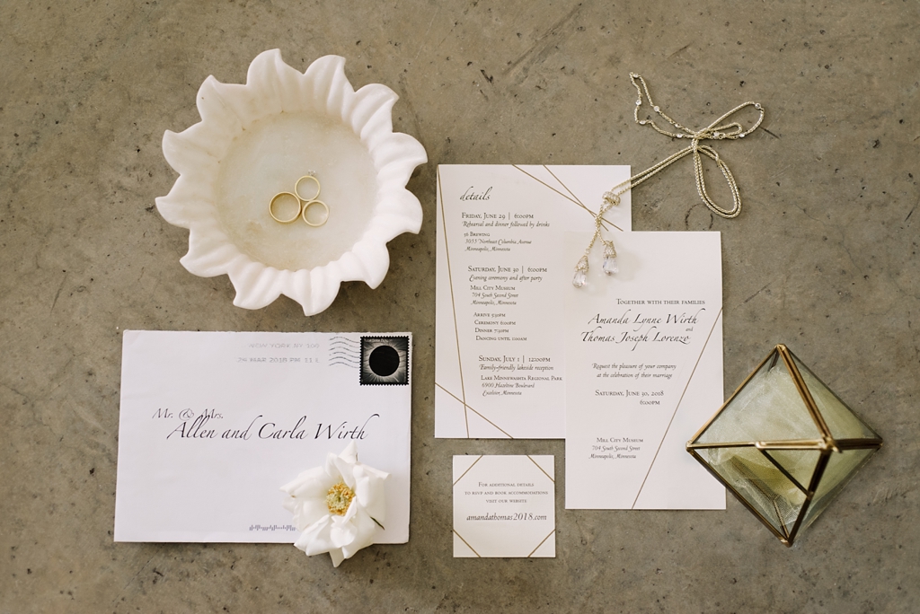 Minnesota wedding geometric themed invitation 