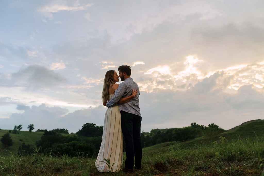 beautiful clouds during minnesota engagement session
