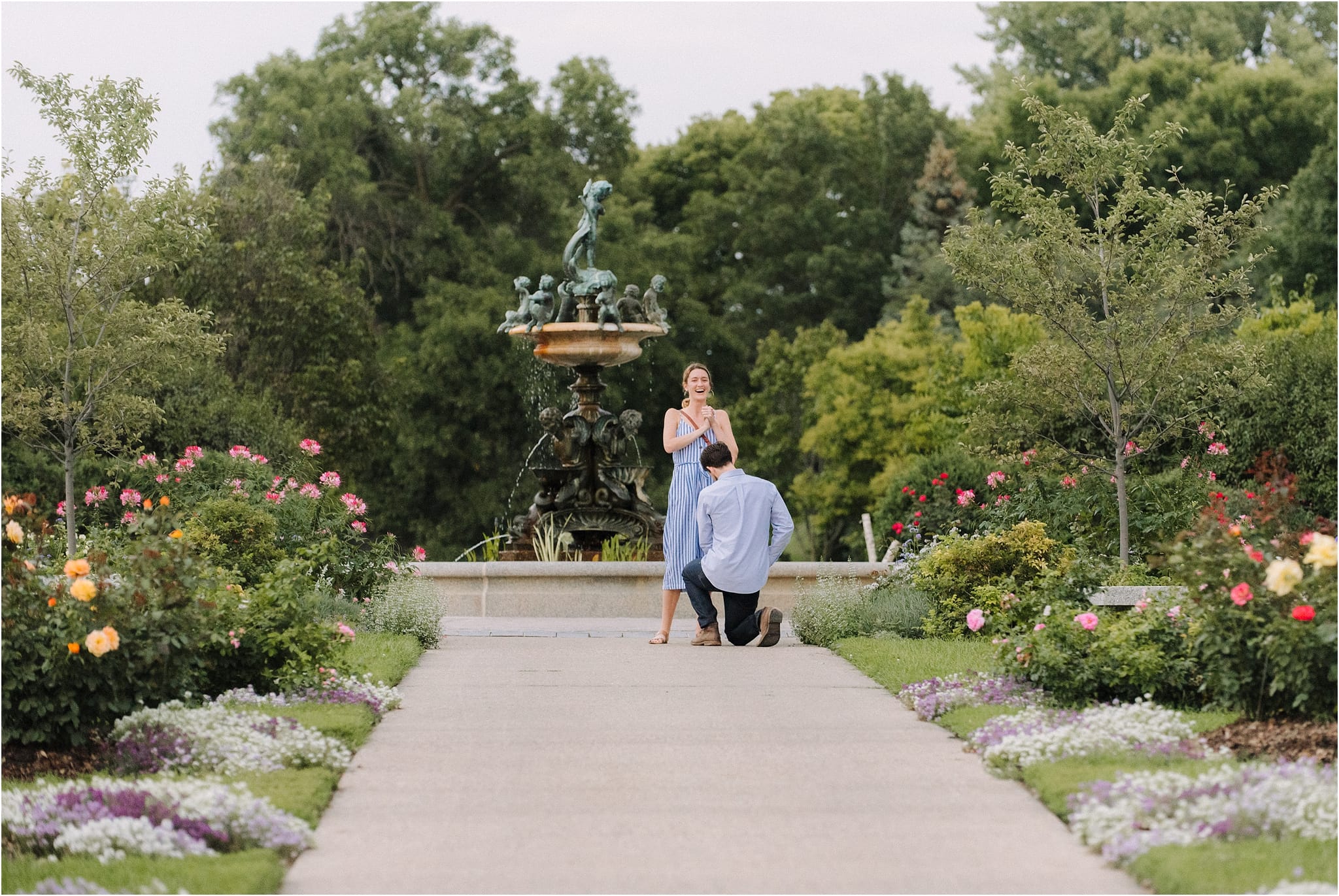 surprise wedding proposal at lyndale rose garden