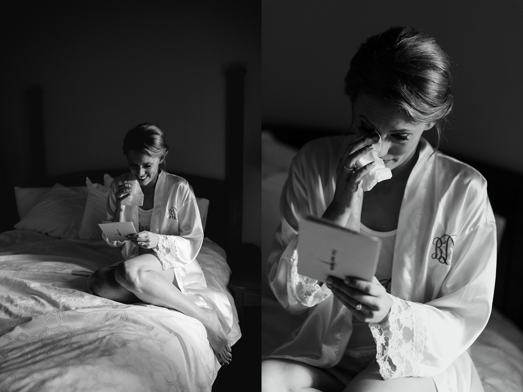 emotional bride reading letter