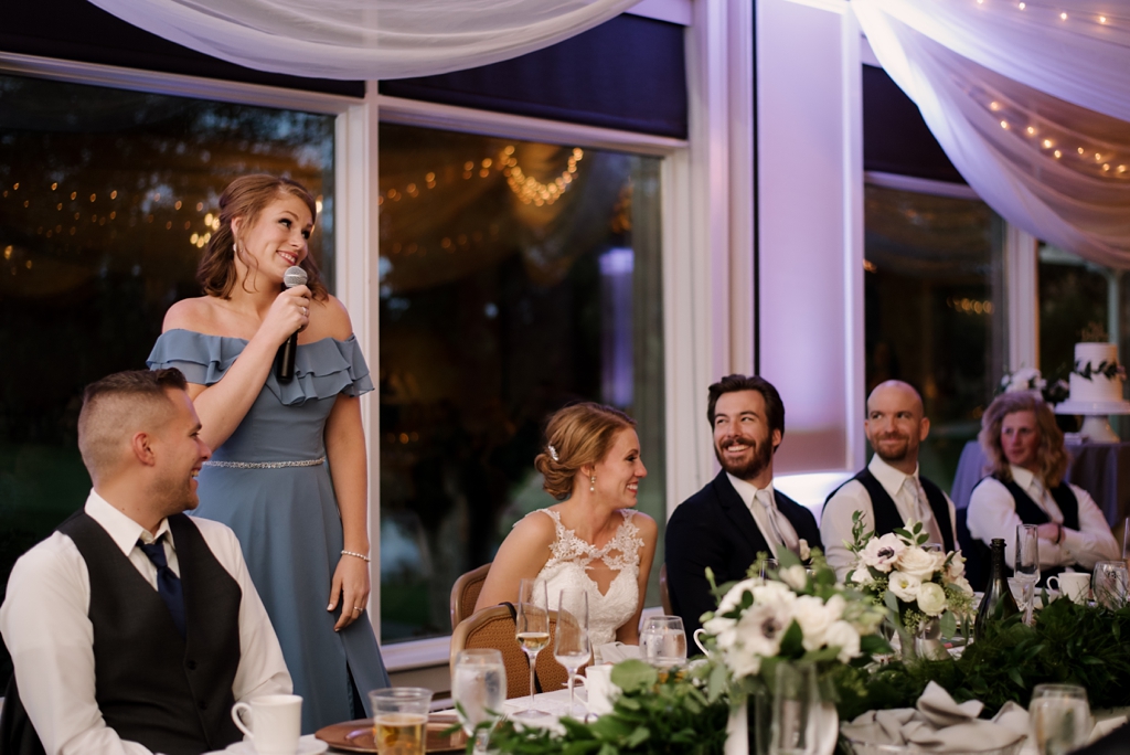 bridesmaid toasts during reception