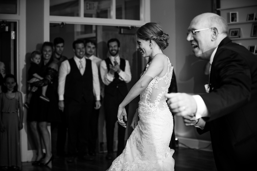 bride and dad share choreographed dance