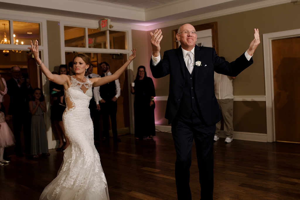 bride and father share choreographed dance at reception