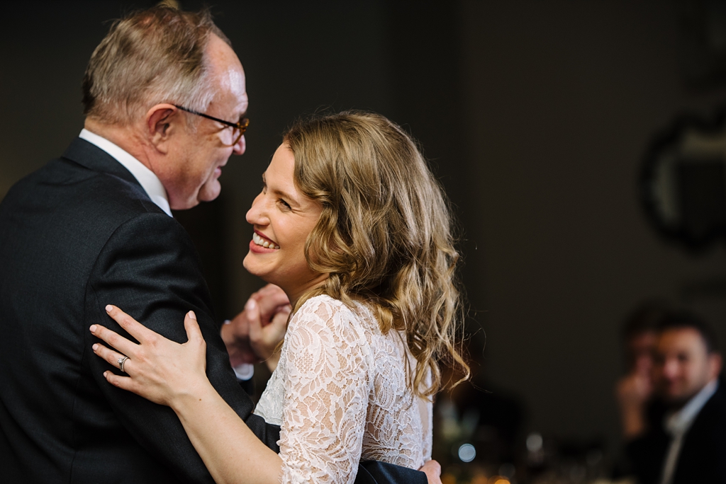 bride dances with father at five event center reception