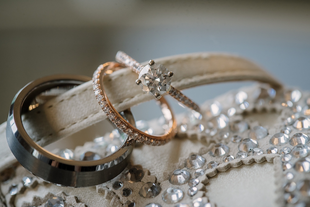 wedding and engagement rings detail