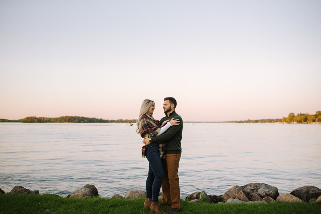 lower lake engagement session in excelsior minnesota