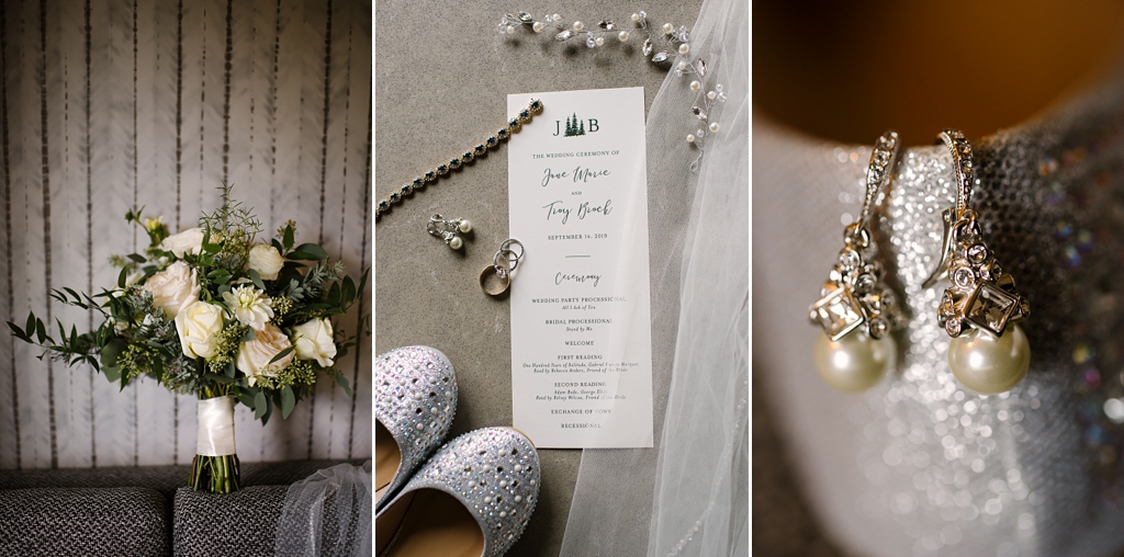 wedding details with jewelry and shoes