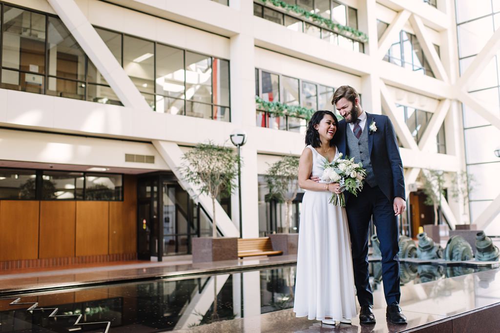 newlywed portraits at minneapolis courthouse wedding