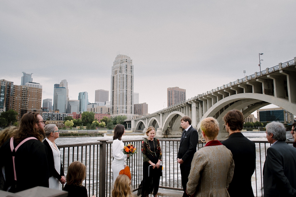 Wedding ceremony at Water Power Park in Minneapolis