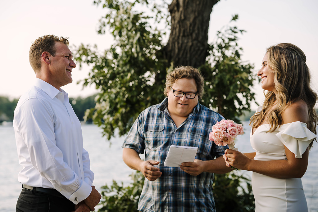 bride and groom exchange vows during elopement