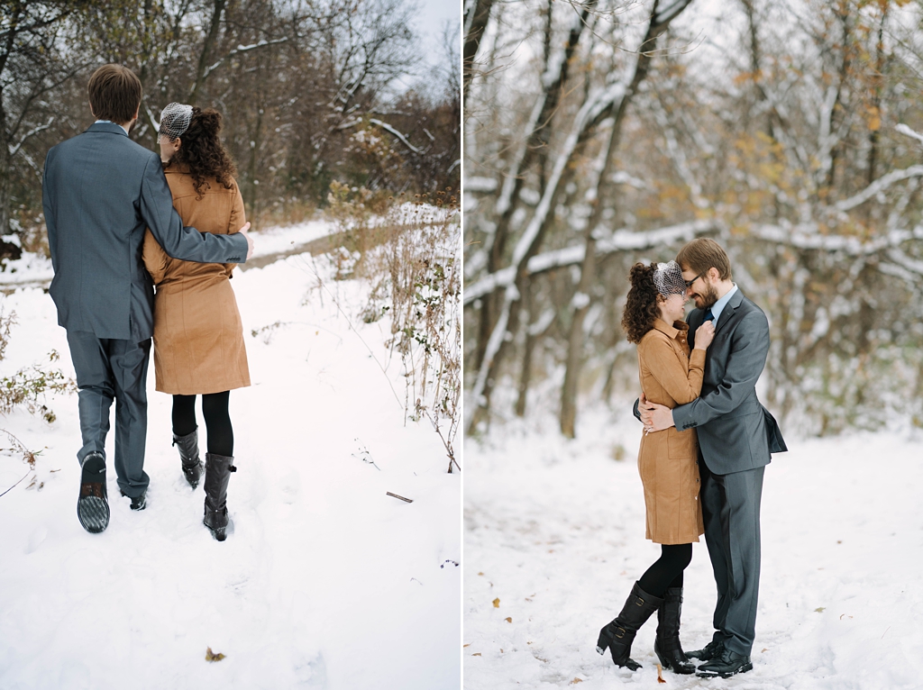 eloped couple in snowy st paul park