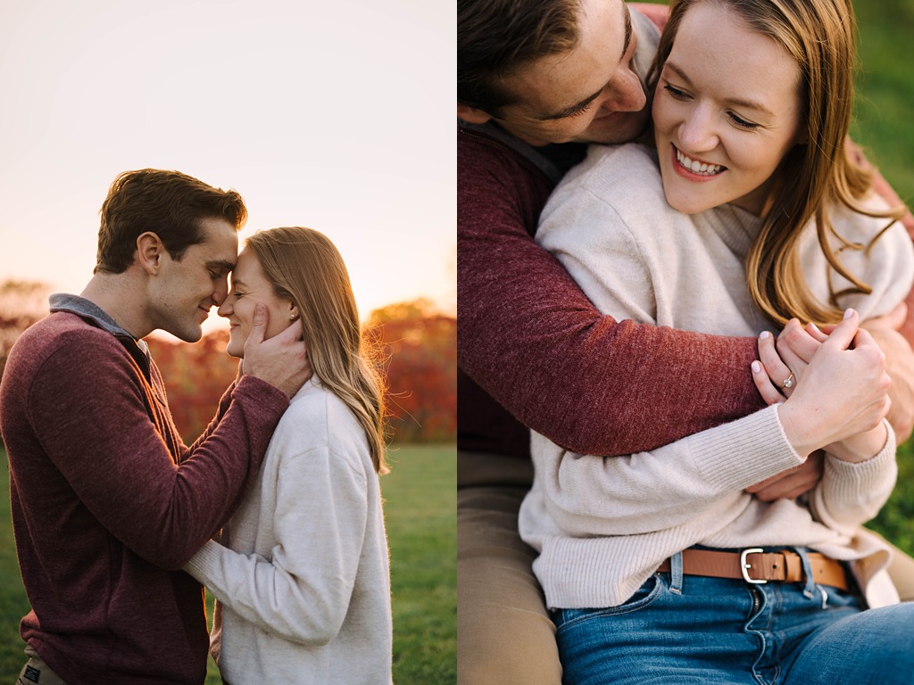 sunset engagement photography in fall minnesota