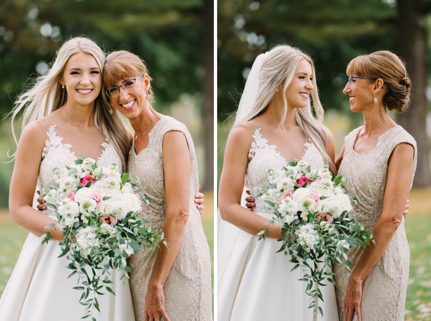 outdoor portraits with bride and mother