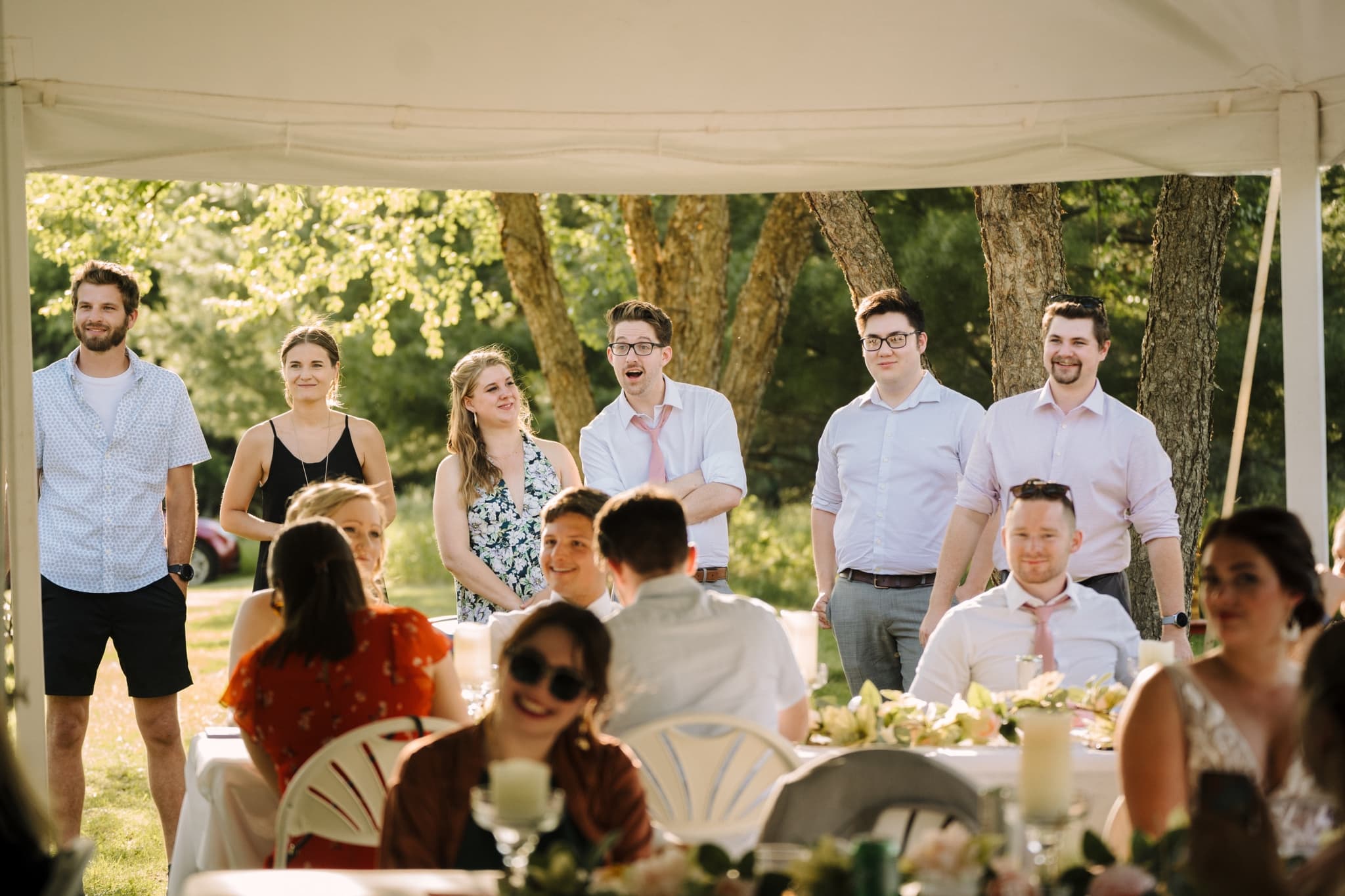 outdoor wedding reception on homestead farm