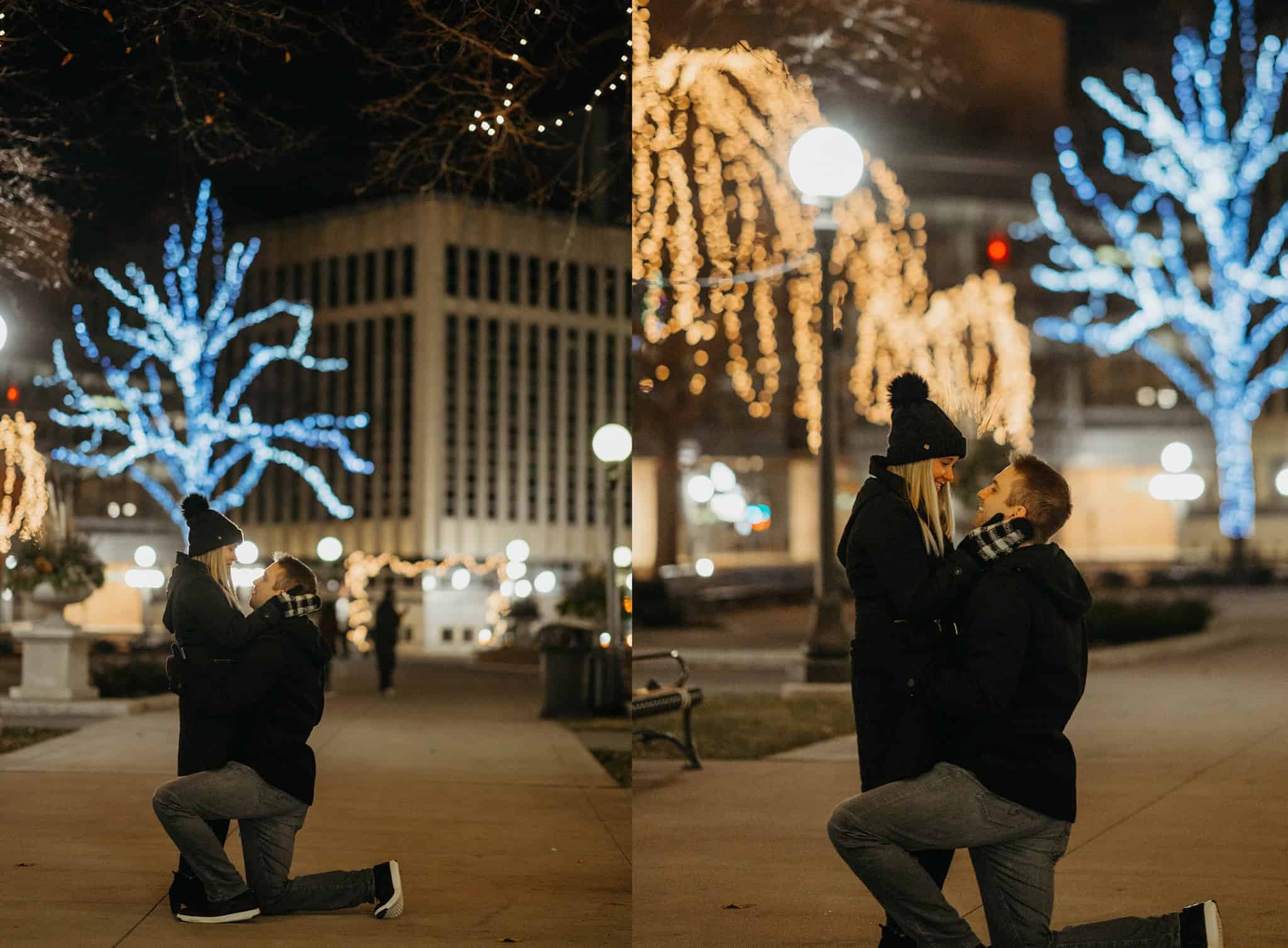 proposal couple in rice park st paul