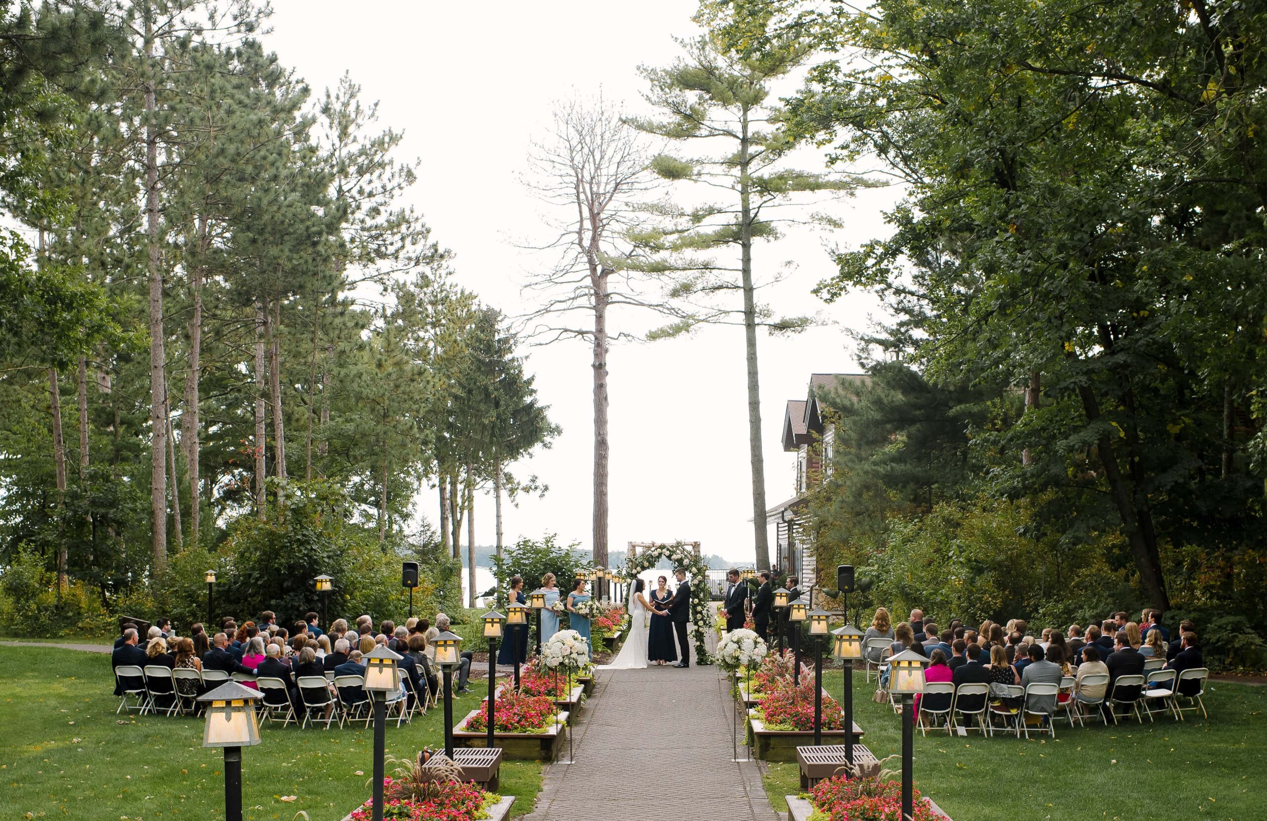 Ceremony at Grand View lodge Minnesota wedding venue