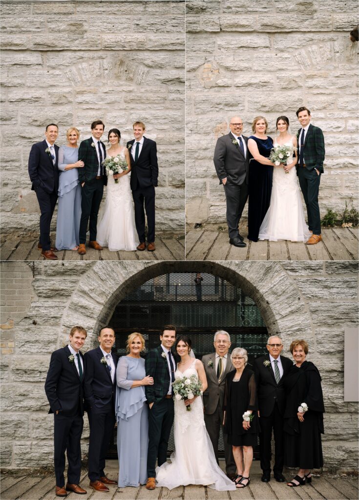 a selection of family wedding portraits at Minneapolis wedding, by Laura Alpizar, Minneapolis wedding photographer