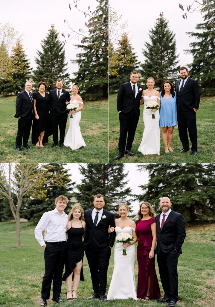 A selection of family wedding portraits at Minneapolis wedding, by Laura Alpizar, Minneapolis wedding photographer