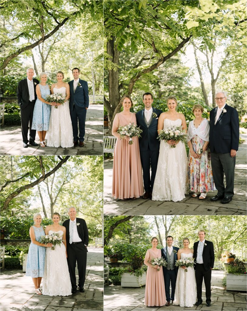 A selection of outside family wedding portraits by Laura Alpizar, Minneapolis wedding photographer
